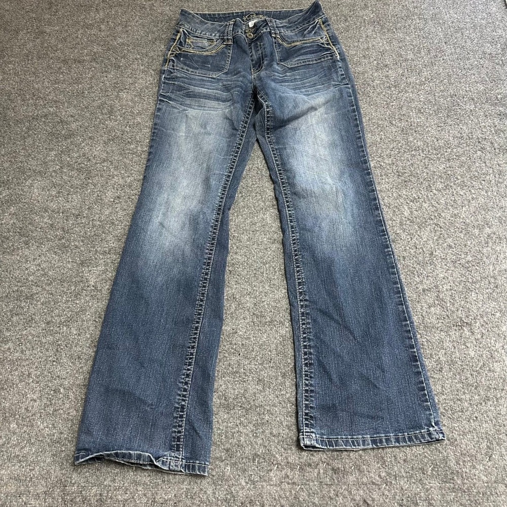Giana Jeans Womens Size 30 Dark Wash Bootcut Denim Mid Rise Contrast Stitching
